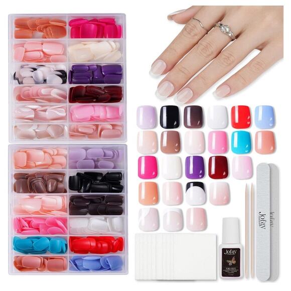 Jofay Fashion 576pcs Press-On Nails Set | Short Acrylic Reusable  Nails w/ Glue - Picture 1 of 11